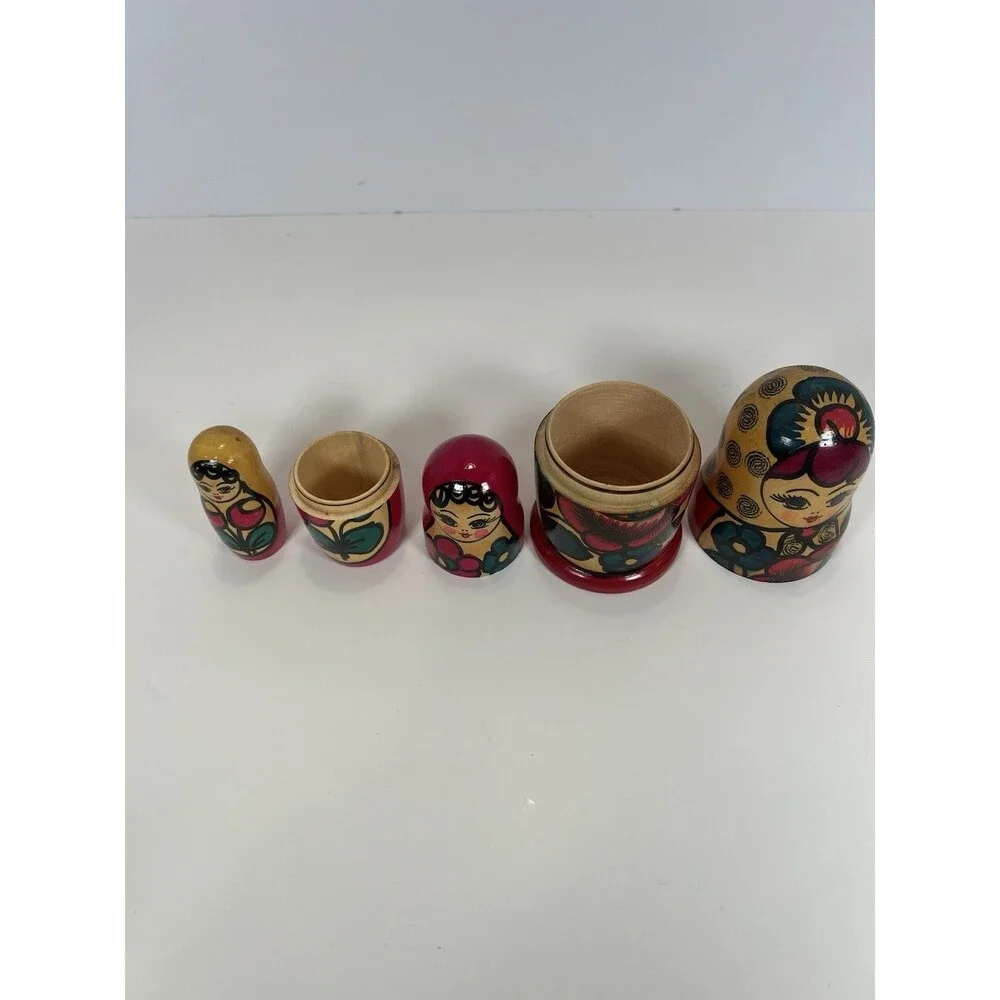 Russian Semenov Nesting dolls Matryoshka set 3 pcs Hand painted in Russia 5-5/8”